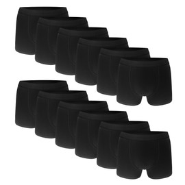 Uizuooy Pack of 6/12 Cotton Boxer Shorts for Boys, Black x 12.