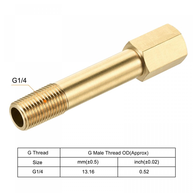 sourcing map Brass Pipe Fitting G1/4 Female to G1/4 Male