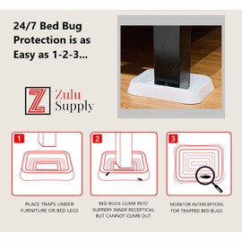 Bed Bug Interceptor Traps – XL White 4-Pack Passive Monitor & Detection Trap – Universal Fit for Bed & Furniture Legs – Reusable Non-Climbable Wall Pest Control Protection (XL White 4-Pack)
