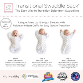 SwaddleDesigns Transitional Swaddle Sack with Arms Up Half-Length Sleeves and Mitten Cuffs, Tiny Arrows, Small, 0-3mo, 6-14 lbs (Parents' Picks Award Winner, Easy Transition with Better Sleep)