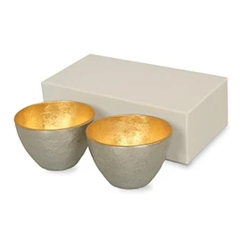 Gui Mug, Iniguchi Nosaku, 100% Tin, Sake Bottle, Set of 2, Gold Foil