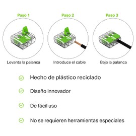 221-425 | WAGO Splicing Connector Green Range | for Solid, Stranded and fine-Stranded Conductors | 5-Conductor with levers | 24-12 AWG | Transparent housing | [25 Pieces]