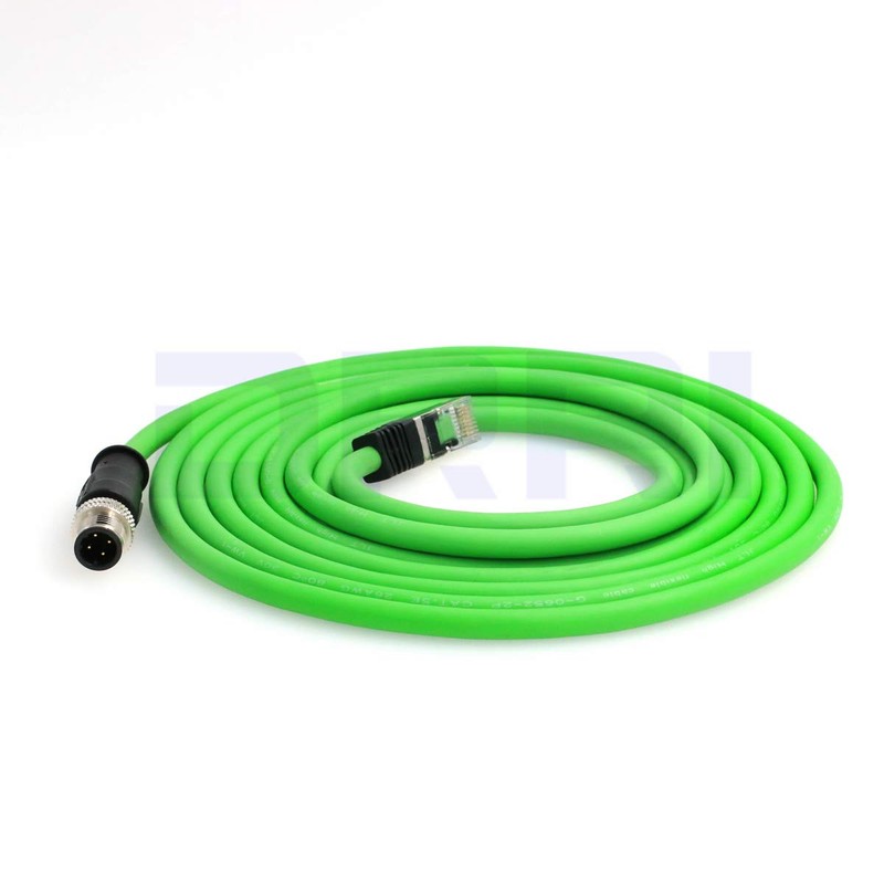 DRRI M12 - Cable blindado Ethernet de 4 pines macho