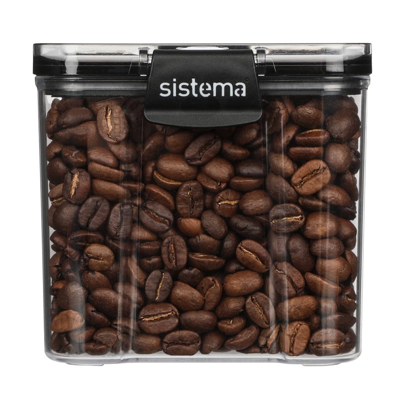 Sistema J7S91 Ultra Square Food Container, 700ml, Black & Stone