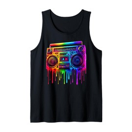 Dripping Paint Boombox Old School 80s Music Hip Hop Tank Top