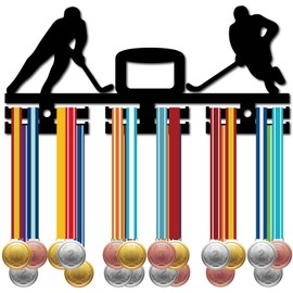 CREATCABIN Ice Hockey Medal Display Acrylic Medal Hanger Medal Rack Hanging Awards Wall Mounted Decor 2 Rows Design Hold 40+ Medals for Golf Swimming Athletes Player Race Home Badge 11.4x5.1 Inch