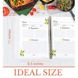 Recipe Book for Own Recipes size 12.5 x 9.6 1”, Recipe Book to Write in Your Own Recipes Includes a fine point pen, plastic hard cover Recipe Book, Recipe Book Binder, Blank Recipe Book