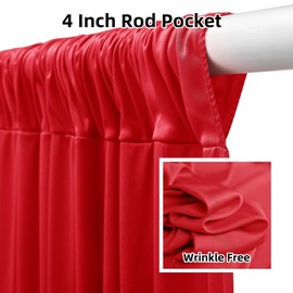 10ftx12ft Red Backdrop Curtains for Wedding-Wrinkle Free Backdrops Curtain Drapes Fabric Decorations Photo Back Drop Cloth for Baby Shower Photography Stage Reception 2Panels 12ft(H) x 5ft(W)