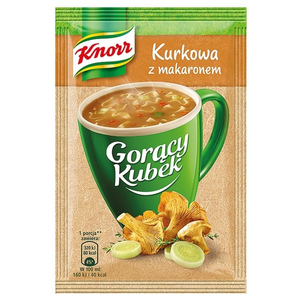 Knorr Goracy Kubek Kurkowa z Makaronem Instant Chanterelle Mushroom Soup with Pasta (5-Pack)
