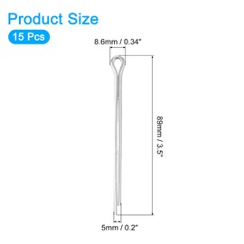 sourcing map 15Pcs 5mmx75mm 304 Stainless Steel Cotter Pin, Split Pin Fastener Clips Split Cotter for Household Appliances, Sports Equipment, Car Mechanics Repair (Silver)