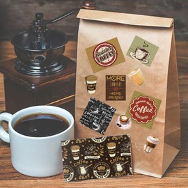 GLKTOPO 6"× 6" Scrapbook Paper Pad, 24 Sheets Coffee Latte Retro Pattern Bag Scrapbooking Decoupage Supply Cardstock for Planners Journals Background Borders Making Greeting Cards Creating Tag (22026)