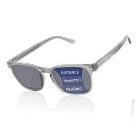 DEHOTRE Progressive Multifocal Reading Sunglasses Men No Line Bifocal Sun Readers with Core Wire Zero Top Spring Hinge UV400 Grey 1.50