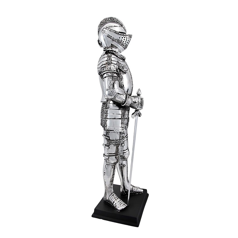 Veronese Design Silver Finish Medieval Knight in Armor Statue Figure