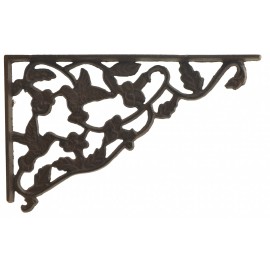 Flag Emotes Wall Shelf Bracket Decorative Cast Iron Brace Hummingbird Vine Pattern 11.75"