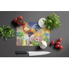 Caroline's Treasures PRS4063LCB Rooster Barnyard Morning Glass Cutting Board Large