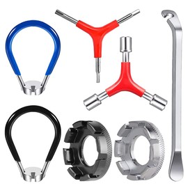 BNGXR Bike Spoke Key, 7 Pieces Tensioner Set for Bicycle Spokes Adjustment Tire Lever, Valve Extractor for Repair Bike Spokes