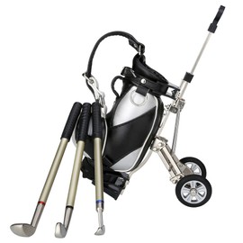 WORLD 9.99 MALL Golf Gift Mini Office Golf Pen Holder with 3 Sets Aluminum Alloy Golf Pens(black+siliver)