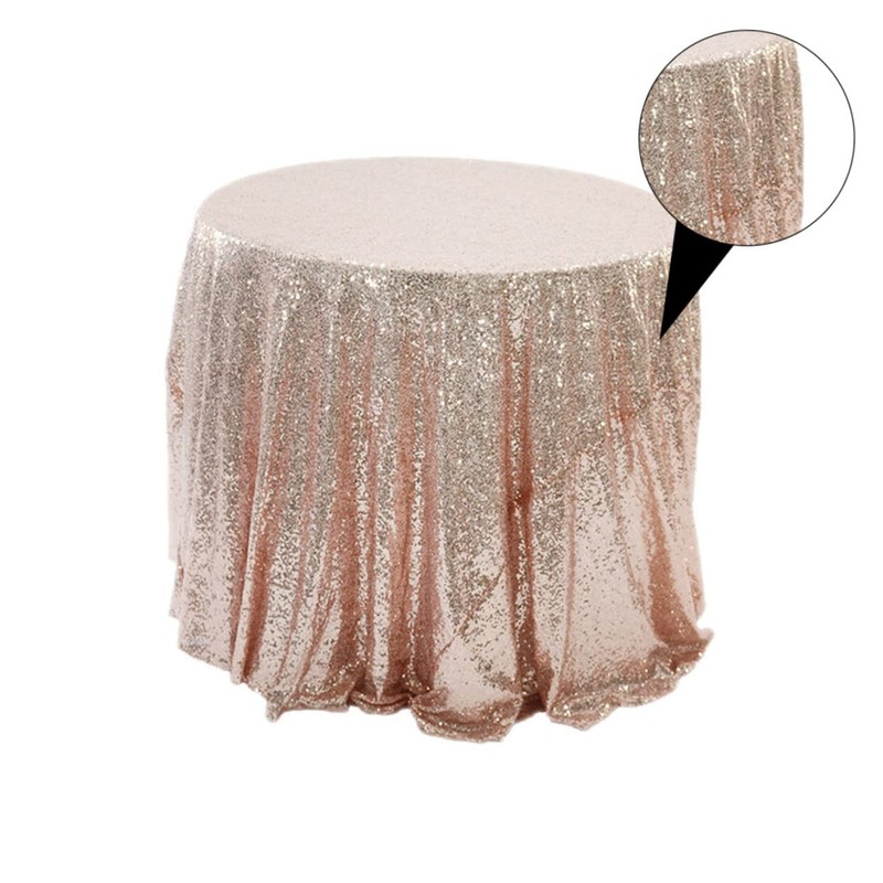 LIFKOME 1pc Rose Gold Sequin Tablecloth Decorative Table Cover for