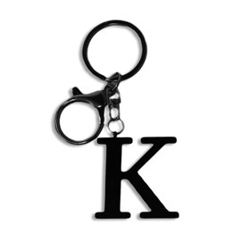 ORUZA Letter Keyring Alphabet Initial Keychain, Black Metal Letter Key Ring for Women Men Handbag Wallet Purses (K)