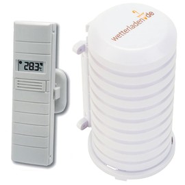 TFA Dostmann Replacement Transmitter for Wetterdirekt, Thermo-Hygrosender, 30.3155, White, L 39 (51) x W 21 (46) x H 129 (135) mm, RH 1-99% Temperature -39.9 - +59 °C, with Weatherproof Housing