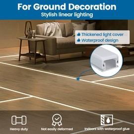 Muzata 5Pack 3.3FT/1M Spotless LED Channel Waterproof Silver Aluminum LED Strip Diffuser Channel for Floor Wall U125 WW 1M