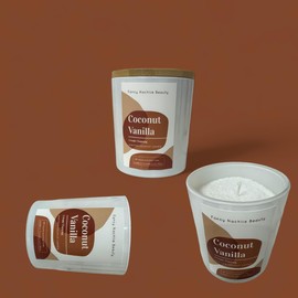 Fancy Nachlie Beauty Coconut Vanilla Cream Scented Candle |with Topping, White