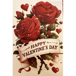 Happy Valentine’s Day Red Roses #4805 Ephemera Postcard Card Journal Scrapbook
