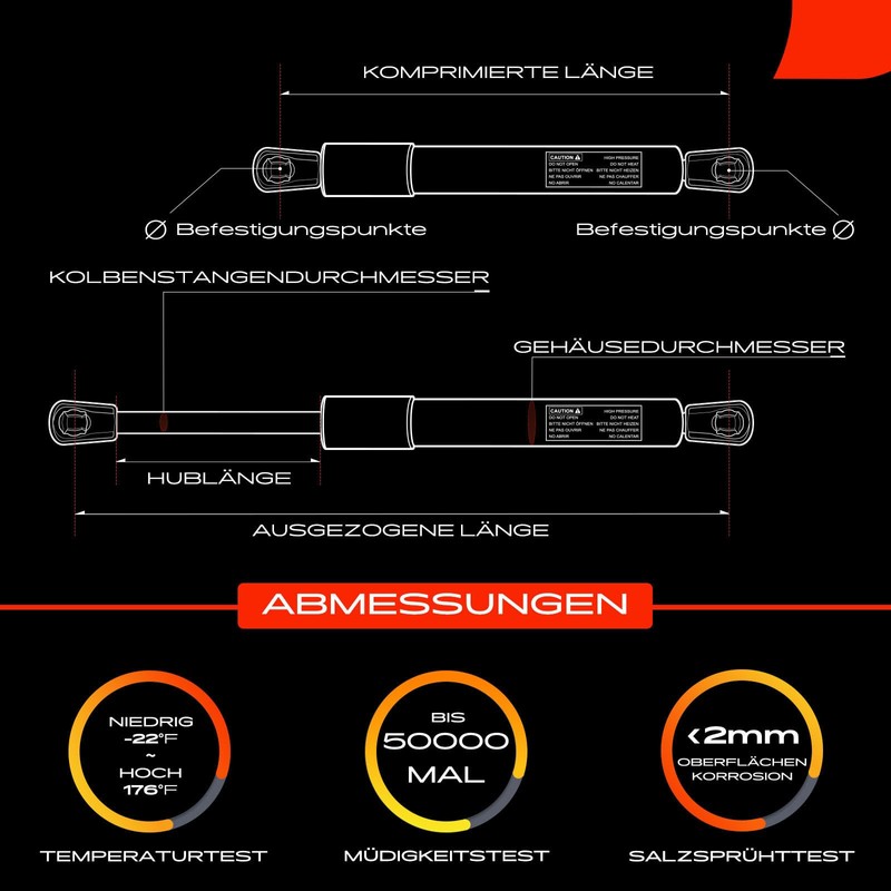 Gas Spring Damper Tailgate Left or Right Compatible with T-o-u-a-r-e-g