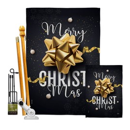 Breeze Decor Christmas Garden House Flag Kit Wintertime Santa Marry Xmas Present Reindeer Season Snow Decoration Banner Small Yard Gift Double-Sided, Made in USA