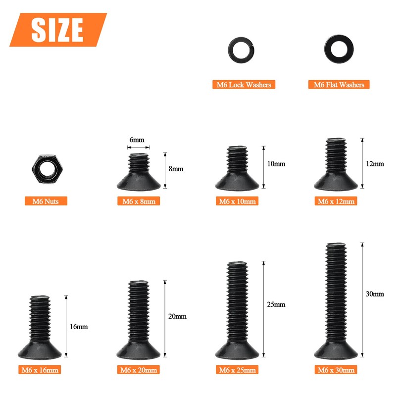 HELIFOUNER 146 Pieces M6 x 8mm /10mm /12mm /16mm /20mm