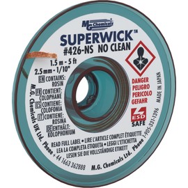 MG Chemicals 426-NS #4 No Clean Super Wick Desoldering Braid, 0.1" Width x 5' Length, Blue