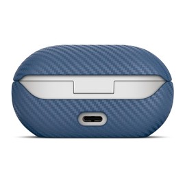 Haobobro Leather Case - for Beats Solo Buds Case Cover - Selected Skin-Friendly Leather, with Carbon Fibre Texture, Handmade Shockproof Protective Hard Cover for Beats Solo Buds 2024 - Blue