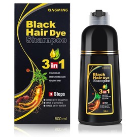 Black Hair Dye Shampoo for Gray Coverage, 3 in 1 Herbal Instant color with 100% Cover for Women & Men (500ml)