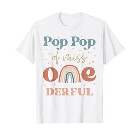 Pop Pop of Miss Onederful Boho Rainbow First Birthday T-Shirt