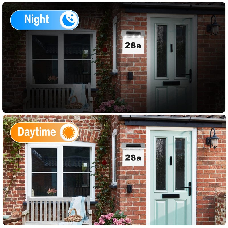 COEKI Stainless Steel House Number Solar Illuminated 4 LEDs Solar