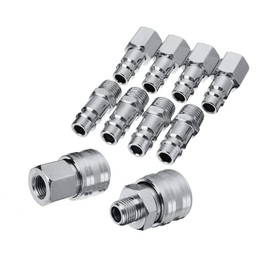 Air Coupler POWERTOOL Euro 1/4" Pipe Connector Quick Release Male Female Airline Connectors for Compressor Tools (Pack of 10)