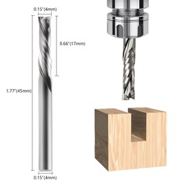 Trvoxviq Compression CNC Spiral Router Bits 10PCS, 2 Flutes 5/32'' Shank Up Down Cut Solid Carbide End Mills, 0.67'' Cutting Length Milling Cutters CNC Bits for Wood Engraving Carving(4x17mm)