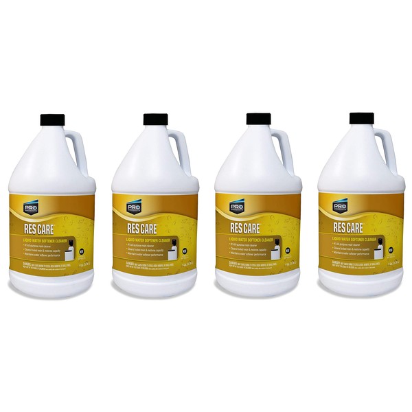 Pro Products ResCare RK02B All-Purpose Water Softener Cleaner Liquid Refill, 1 Gallon, 4 Pack, White,Yellow