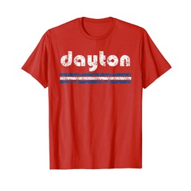 Dayton Ohio Retro Three Stripe Weathered Vintage T-Shirt