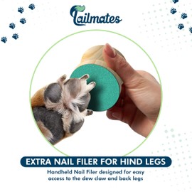 TAILMATES Dog Nail Scratch Board - Bamboo Scratch Pad for Nail Dogs - Stress Free Dog Scratch Pad for Nails - Nail File Board for Puppy/Small/Medium Dog - Handheld Filer + Tote Bag
