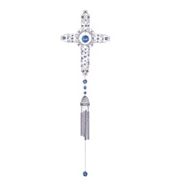StealStreet SS-G-99920, Wind Chime Copper & Gem Cross Hanging Garden Decoration Collection