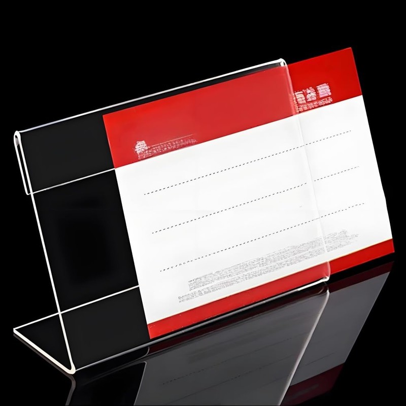 Clear Acrylic Sign Holders with Slanted Back, Adjustable Desk Display
