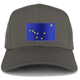 Armycrew New Alaska Home State Flag Embroidered Patch Adjustable Baseball Cap - Charcoal