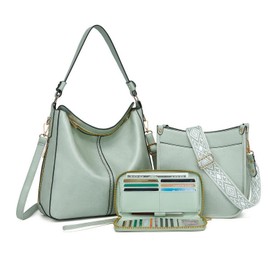 Purses for Women 3PCS, Crossbody Bags Set Large Leather Purse Shoulder Handbags with Wallet Adjustable Straps for Ladies Tote