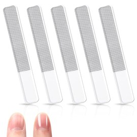 Glass Nail Shiner - 5PC Upgrade Glass Nail File for Natural Nails Nano Nail Buffers Crystal Shine Polisher, Professional Manicure Tools Kit for Acryli