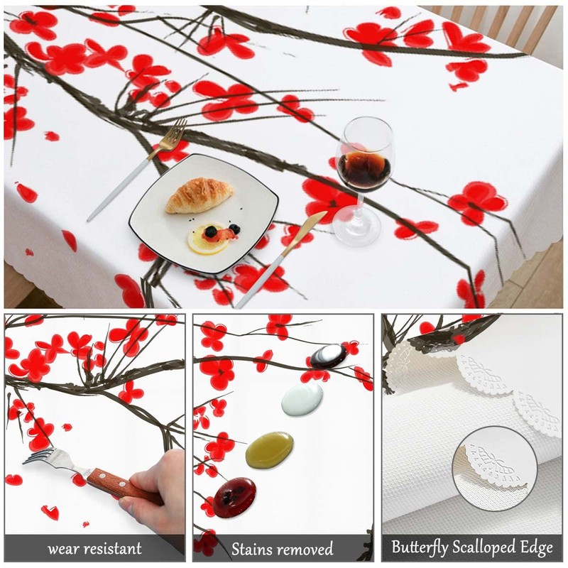 Swono Japanese Cherry Table Cloth Ink Painting Flower Blossom Cherry