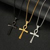 Ankh Cross Pendant Necklace for Womens Mens Gold Black Silver
