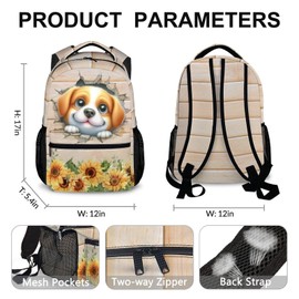 DREAMUGIFT Dog Toddler Backpack, Kids Backpack for Boys Girls, Cute Dog Backpacks, Animal School Bag, 17 Inch Casual Preschool Elementary Kindergarten Bookbags for School Travel Camping Picnic