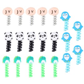Gatuida 40pcs Adorable Cable Wire Organizers Cable Wraps Penguin Dinosaur Panda Practical Spiral Shape Protectors for Desktop and Home Use