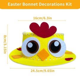 Easter Bonnet Decorations Kit,Make Your Own Easter Bonnet,Easter Bonnet Hat Making Kit, Easter Party Favors DIY Easter Crafts Handmade Yellow Hat Kit for Easter Craft Supplies
